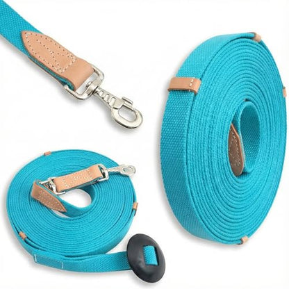 35' Flat Cotton Web Lunge Line with Bolt Snap & Rubber Stop - By Southwestern Equine (35', Turquoise) - color: Turquoise, size: 35'