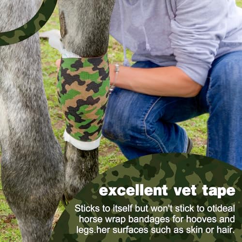 AZEN 12 Pack Camo Self Adhesive Bandage Wrap, 3" X 5 Yards Elastic Cohesive Bandage Wrap, Athletic Tape, Tattoo Tape Wrap, Vet Wrap, Ankle Tape (Camo) - color: Camo, size: 3IN - 12Pack