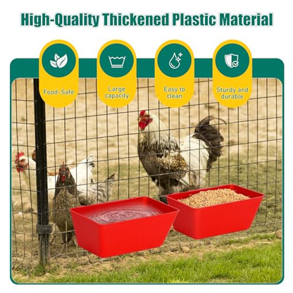 2 Pack Chicken Feeder Waterer 2.5 Quart Hanging Poultry Feeders Trough - color: Red