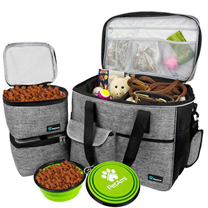 PetAmi Dog Travel Bag Organizer, Pet Supplies Tote Diaper Bag, Gray Large - color: Grey, size: Large - 15.5"L x 9.5"W x 14.0"H