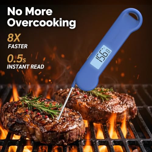 0.5 Sec Instant Read Grill Meat Thermometer Digital Food Cooking BBQ, Blue - color: Blue