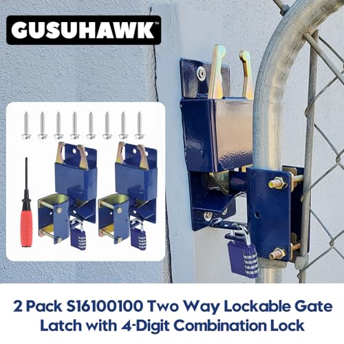 2 Way Farm Gate Latch for Gates with 1-5/8" to 2" Tubes, 2 Pack - color: 2x S16100100(Large Size Version 4.1"x 7.8")