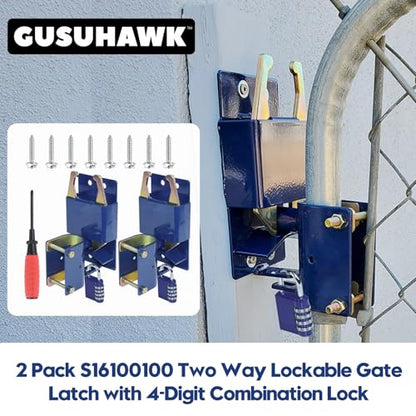 2 Way Farm Gate Latch for Gates with 1-5/8" to 2" Tubes, 2 Pack - color: 2x S16100100(Large Size Version 4.1"x 7.8")