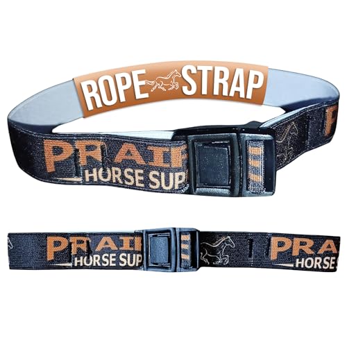 Prairie Horse Supply Rope Holder Strap for Saddle - Elastic Nylon 3/4 x 15 Inch - Western, Roping, Trail Saddles - Fits 3/8 to 5/8 Lariat Rope - Black