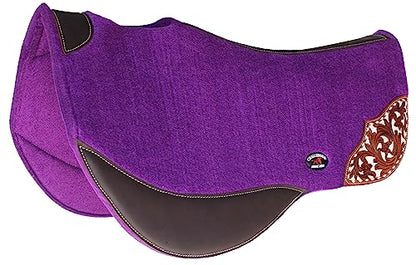 Horse 32" x 32" Western Contoured Wool Felt Barrel Saddle Pad 39223 - color: Purple, size: 32" Spine x 15" Drop