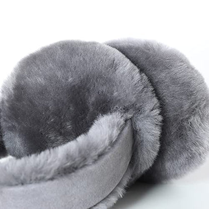 MaxW Wool Ear Muffs for Winter Women Men Fluffy Earmuffs Soft Cozy Ear Warmers Outdoor Ear Covers for Cold Weather - color: A-grey