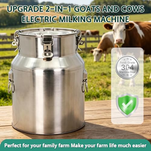 14L Cow&Goat Electric Milking Machine Portable Rechargeable Pulse & Vacuum - size: 14L Cow/Goat Two-in-One Electric Milker
