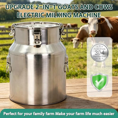 14L Cow&Goat Electric Milking Machine Portable Rechargeable Pulse & Vacuum - size: 14L Cow/Goat Two-in-One Electric Milker