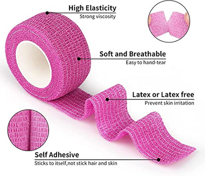 Self Adhesive Bandage Wrap, 12 Pack 1" x 5 Yards, Elastic Cohesive Tape