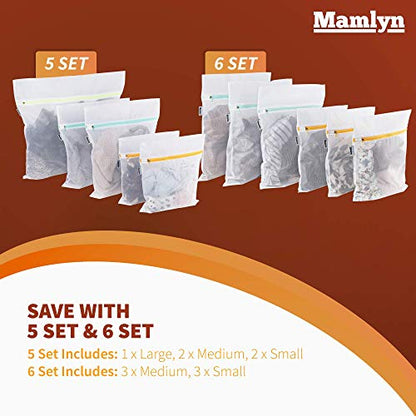 Mamlyn Mesh Laundry Bag for Delicates, Wash Bag for Underwear and Lingerie, Makeup Organizer Bag (3 Medium, 3 Small) - size: 3 Medium, 3 Small