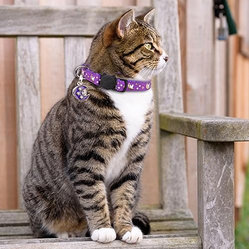 Baeuppit 2Pcs Breakaway Cats Collars Cat Collars for Boy & Girl Cats Adjustable Kitten Collars with Bell,Purple+Scarlet - color: Purple+Scarlet, size: 7.0-10.7''