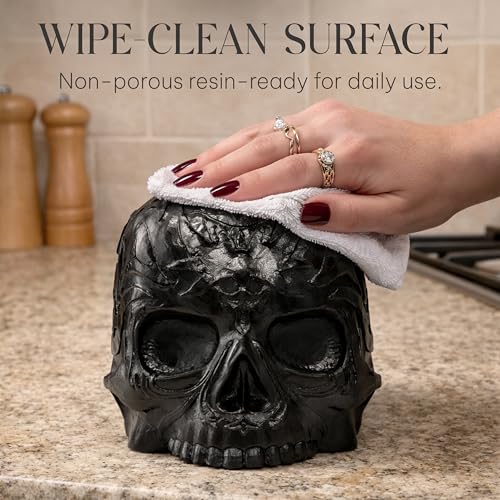 Gothic Skull Tissue Box Cover, Black, Square by Death Decor - color: Black