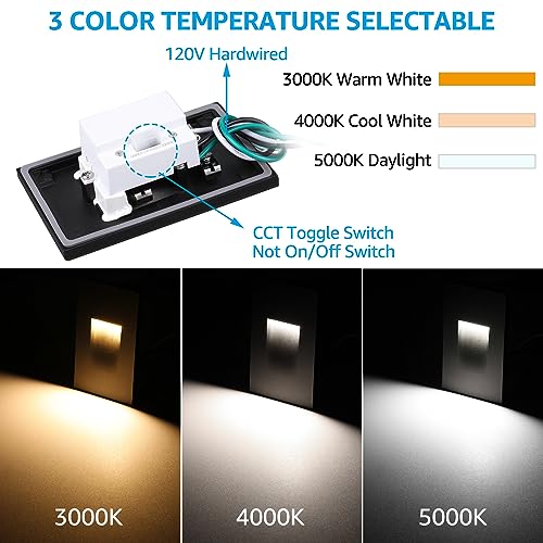 LEONLITE 6-Pack 5CCT 120V LED Step Lights, Vertical, Black - color: Black, size: 2.87 Inch