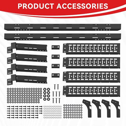 Adjustable 16-25" High Truck Bed Rack, Overland Cargo Rack Ladder Rack Cross Bars Compatible with Tacoma/Silverado/Sierra/Ram/Tundra/Titan/Frontier/Colorado/Canyon/Gladiator JT/Ford F-Series