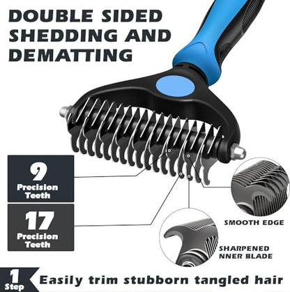 Dog Brush for Shedding,Deshedding Slicker Undercoat Rake Brush for Dog,8PCS - color: Blue-8