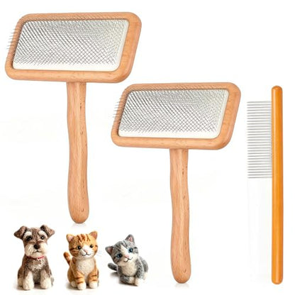 3 Pcs Wool Carders, Hand Card Brushes for Wool Needle Felting Craft Tools