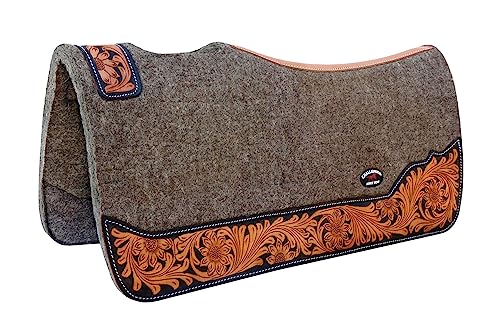 Horse 32"x30" Western Contoured Wool Felt Therapeutic Saddle Pad 39253 - color: Grey