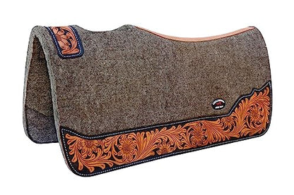Horse 32"x30" Western Contoured Wool Felt Therapeutic Saddle Pad 39253 - color: Grey