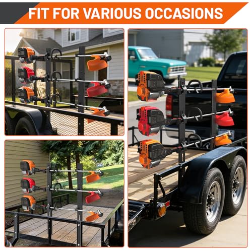 Weed Eater Rack for Trailer, 3 Place Heavy Duty Rust-Proof Weedeater Racks, Trimmer Rack for Open Trailer Truck with Combination Locks - color: 3 Place