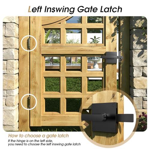 Double Side Gate Latch, Left Inswing Gate Latch for Wooden Fence - size: GL01