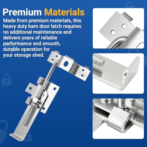 7 Inch Barn Door Jamb Latch with Hook for Barn & Bi‑Parting Sliding Doors