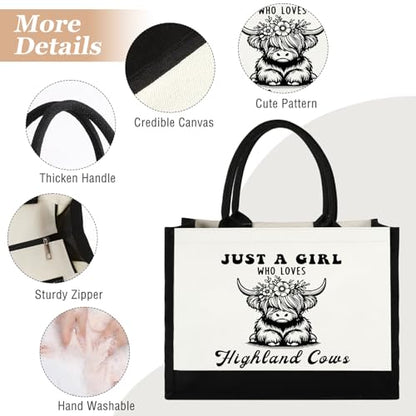 GevGuxLuo Tote Bag for Women Animal Lover Bag Gift for Women - color: Highland Cows
