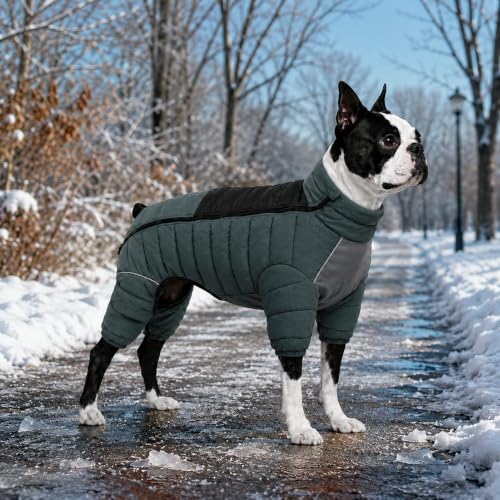 ArmyGreen Dog Jumper, Windproof, Reflective - Dirigible Winter Jacket for S, M, L - Zip, Adjustable Sizes - color: Armygreen, size: S (10.5inch Back)