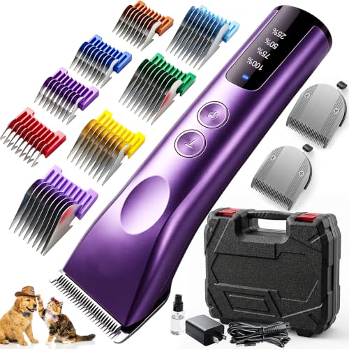 Professional Heavy Duty Dog Clippers for Grooming Thick Heavy Coats - color: Purple