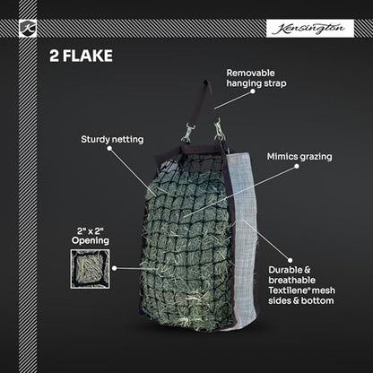 Kensington Slow Feed Hay Bag 2 Flake Lavender Mint | Slow feed design extends meals for better digestion and calmer feeding, extra durable nylon straps - color: Lavender Mint
