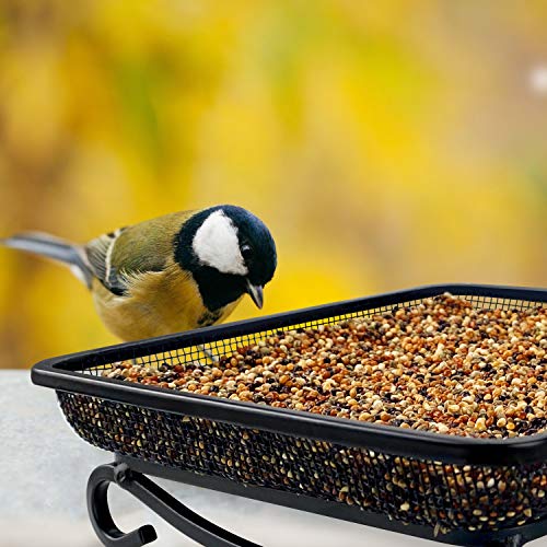 MIXXIDEA Ground Bird Feeder Tray, Metal Platform Mesh Seed Tray for Bird Feeders, Great Attracting Garden Yard Decoration for Wild Birds Squirrels Dove (1 Pack) - size: 7x7 inches (1 pack)