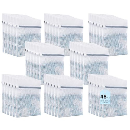 48PCS 12X16IN Laundry Bags Mesh Wash Bags for Strong Zipper | Upgraded Honeycomb and Fine Mesh Design Delicate Laundry Bag for Clothes, Bras,Socks,Travel Organization - size: 48PCS-12X16IN