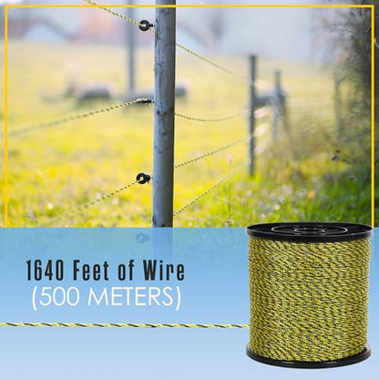 Electric Fence Wire Hot Wire Fence Electric Fencing 500 Meters (1640 Feet) | Houseables Livestock Fencing, Electrical Polywire Rope for Chicken, Agricultural, Goat, Garden, Dogs, Horse, Pig, Poly - size: 500 Meters (1,640 Feet)