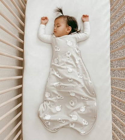 Woolino Merino Wool & Organic Cotton Baby Sleep Sack 2-24 Months – Ultimate 4-Season Baby Sleeping Bag, Universal Size Wearable Blanket, 2-Way Zipper & Adjustable Fit, Year-Round Use - Sheep - color: Sheep