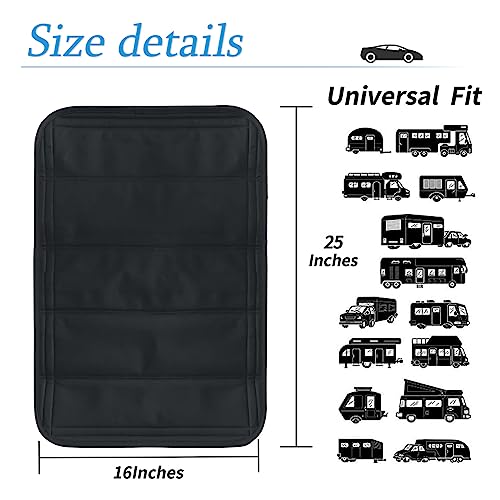 AUCELI RV Door Shade Cover, Magnet Camper Skylights Sunshade Cover, Foldable RV Sun Shade Windshield Blackout Shower Curtains Coverage, Waterproof Thickened Oxford Fabric Interior Accessories (Black)