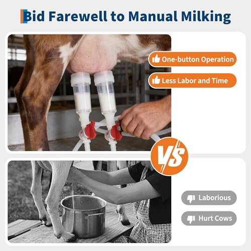 Electric Pulsating Milking Machine for Cows Goats,3L Stainless Steel Bucket - size: 3L