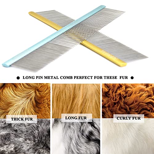 10inches Large Dog Metal Grooming Combs for Shedding Matted Hair. - color: blue, size: Large