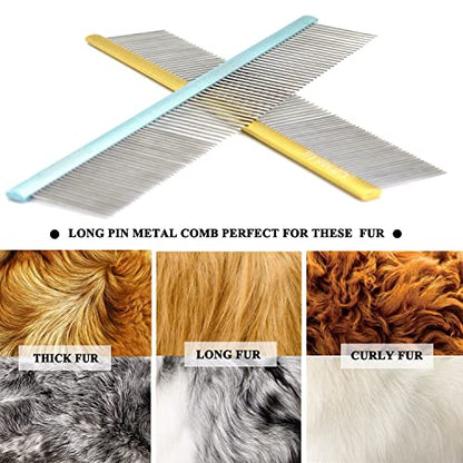10inches Large Dog Metal Grooming Combs for Shedding Matted Hair. - color: blue, size: Large