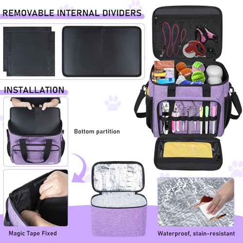 GMAK Pet Grooming Bag,Pet Hair Clipper Organizer Grooming Bag for Equipment - color: Purple