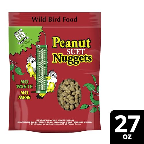 C&S Peanut Flavor Suet Nuggets, Bird Suet for Woodpeckers, 27 Ounces - size: 1.69 Pound (Pack of 1)