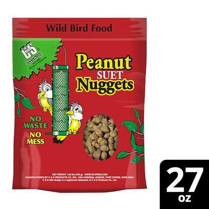 C&S Peanut Flavor Suet Nuggets, Bird Suet for Woodpeckers, 27 Ounces - size: 1.69 Pound (Pack of 1)