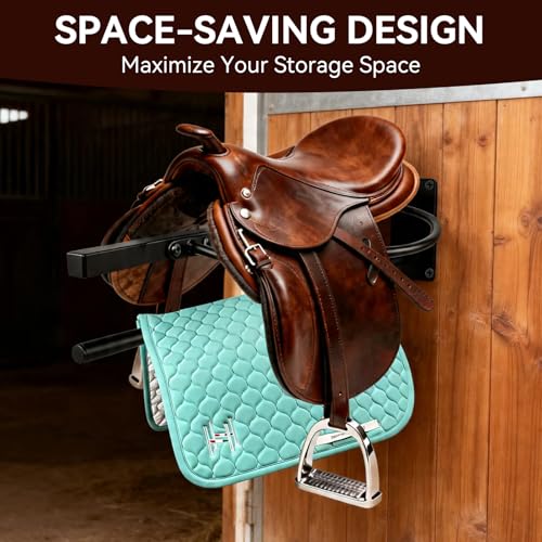2 Pack Saddle Rack with Pad Bar, Wall Mounted Horse Saddle Stand
