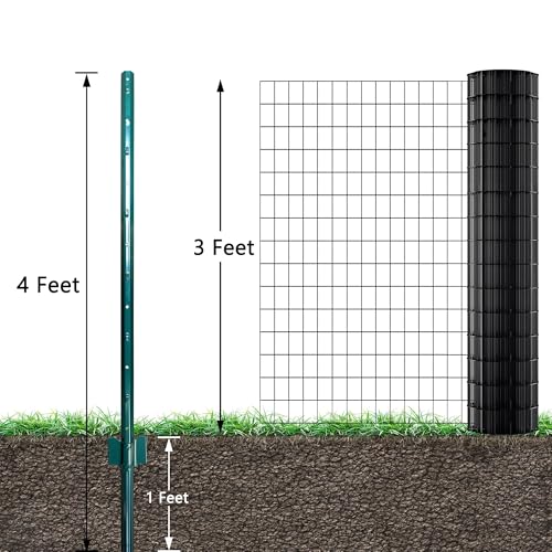 ARIFARO Fence Posts 4 Feet, 16-Pack, Heavy Duty U Post, Metal Fence Post - color: Green 16 PCS, size: 4 FT