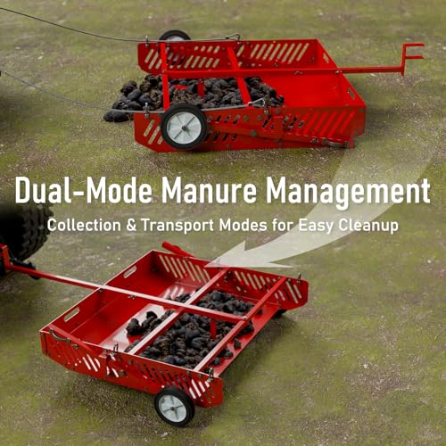 Efficraft Replaces Manure Fork 2-in-1 Manure Scoop & Tow Behind Trailer, Yard Sweeper for Horse Manure - Heavy Duty Drag Manure Collector,