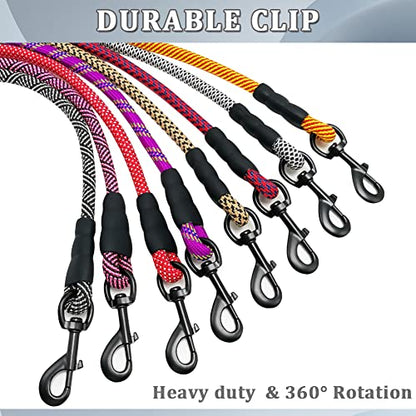 MayPaw Heavy Duty Rope Dog Leash, 3/4/6/7/8/10/12/15/20/30FT Nylon Pet Leash, Soft Padded Handle Thick Lead Leashes for Large Medium Dogs (Black, 1/2" * 8') - color: black, size: 1/2" * 8'