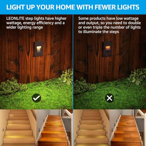 LEONLITE 6-Pack 3CCT 120V LED Step Lights, Vertical, Oil Rubbed Bronze - color: Oil-Rubbed Bronze, size: 2.87 Inch