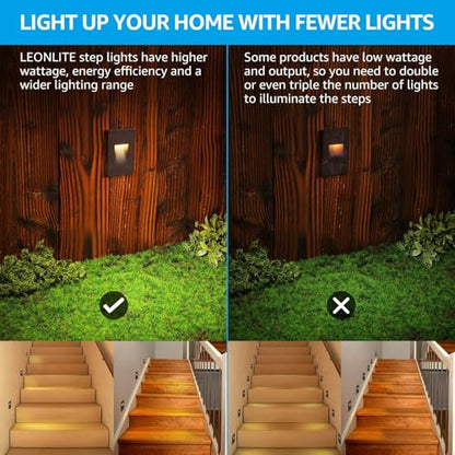 LEONLITE 6-Pack 3CCT 120V LED Step Lights, Vertical, Oil Rubbed Bronze - color: Oil-Rubbed Bronze, size: 2.87 Inch