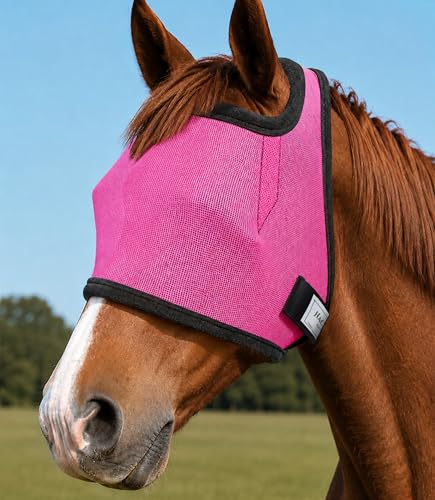 Fly Masks for Horses Without Ears, Horse Fly Mask, Forelock-Opening Design - color: Magenta, size: Large