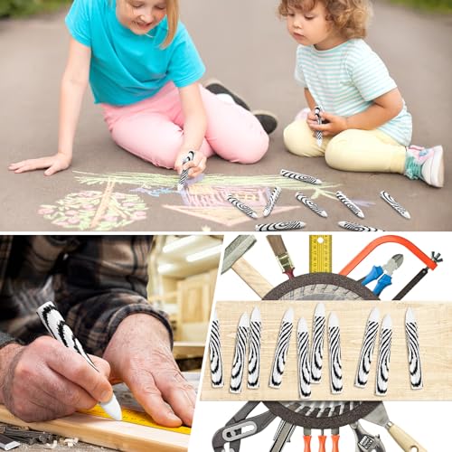 Tudomro 24 Pcs Lumber Crayons Bulk Wax Tire Marker Drawing Crayons for Marking on Lumber Metal Wood Carton Ceramics Glass Plastic, 3.94 x 0.55 Inch (White) - color: White