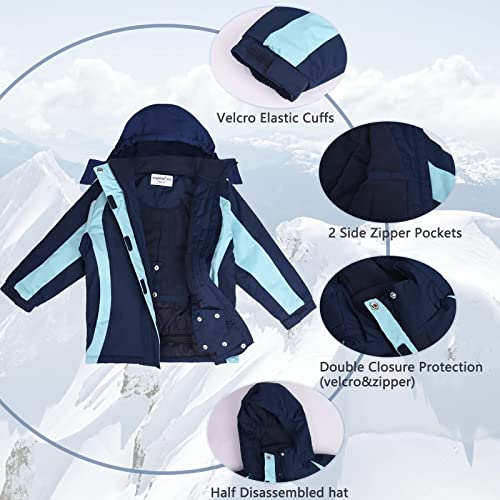 YINGJIELIDE Boy's Waterproof Ski Jacket,Kids Outdoor Snowboarding windproof Jacket,Fleece Lined Hooded,Warm Winter Snow Coat - color: Navy, size: 5-6 Years