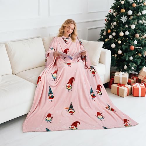 Catalonia Wearable Blanket with Sleeves for Women & Men, Fleece Wrap Throw - color: Christmas Dwarfs